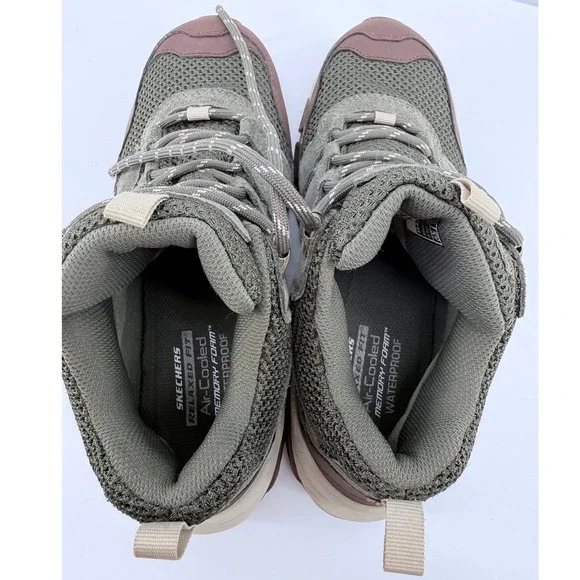 Skechers Boots Womens 8 Olive Waterproof Relaxed Air Cooled Memory Foam Hiking - Picture 10 of 12